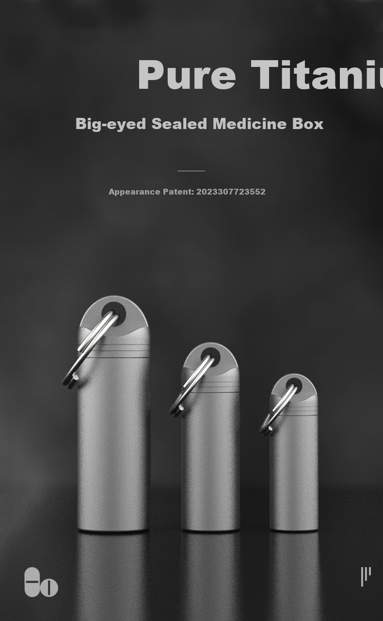 YORA Small Double-Layer Pure Titanium Pill Box, Portable Mini Pill Case, Titanium Alloy Light-Blocking Sealed Medicine Bottle, Nitroglycerin Keychai 2