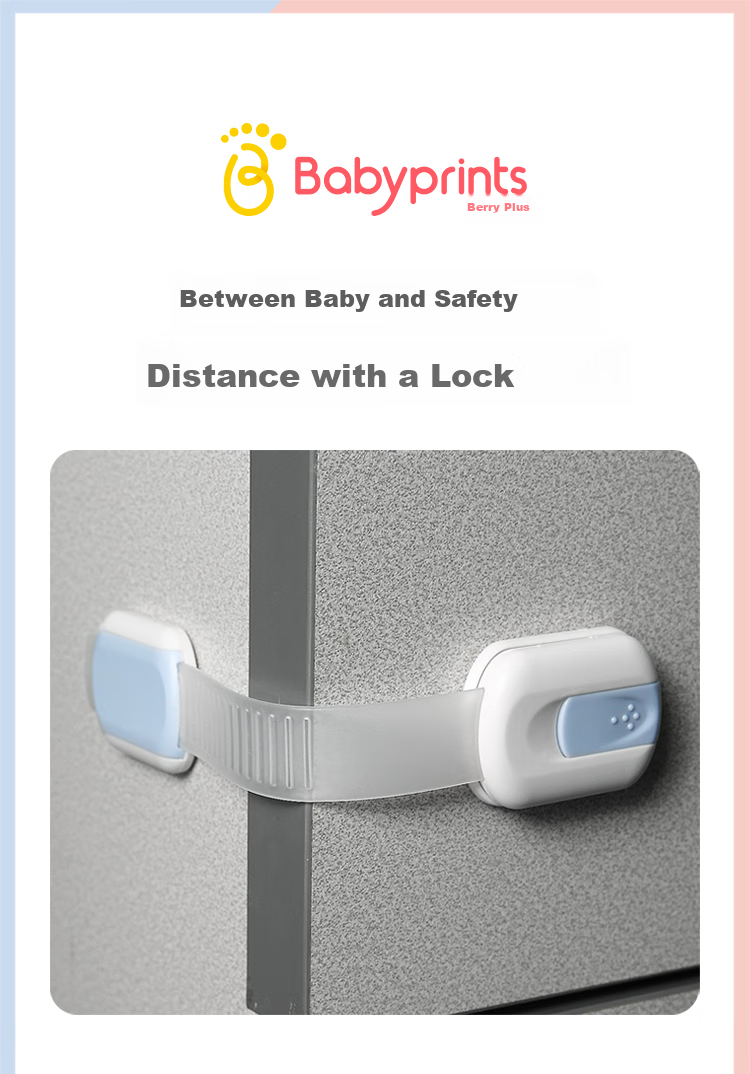 Babyprints Children's Drawer Lock, Safety Lock for Baby Refrigerator, Infant Cabinet Door Lock, Multi-Functional Adjustable, Set of 3 1