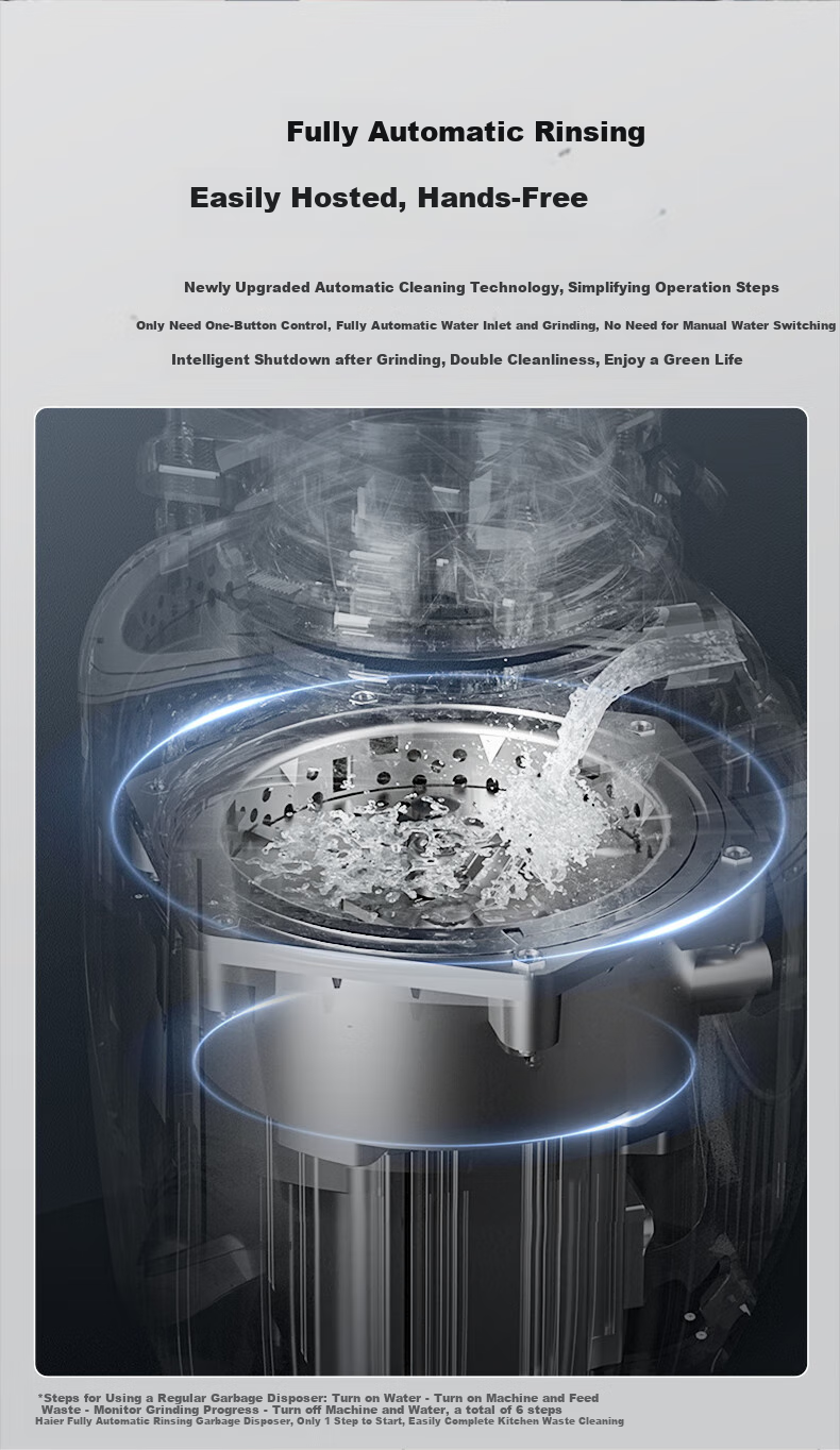 Haier Intelligent Garbage Disposal, Home Series Kitchen Food Waste Grinder, Noise Reduction, Smart Frequency Conversion, Five-Level Grinding, 980W 7