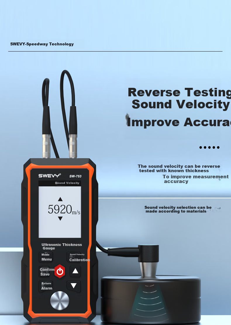 Suwei Ultrasonic Thickness Gauge High Precision Steel Plate Metal Thickness Meter Wall Thickness Measurement SW756 6