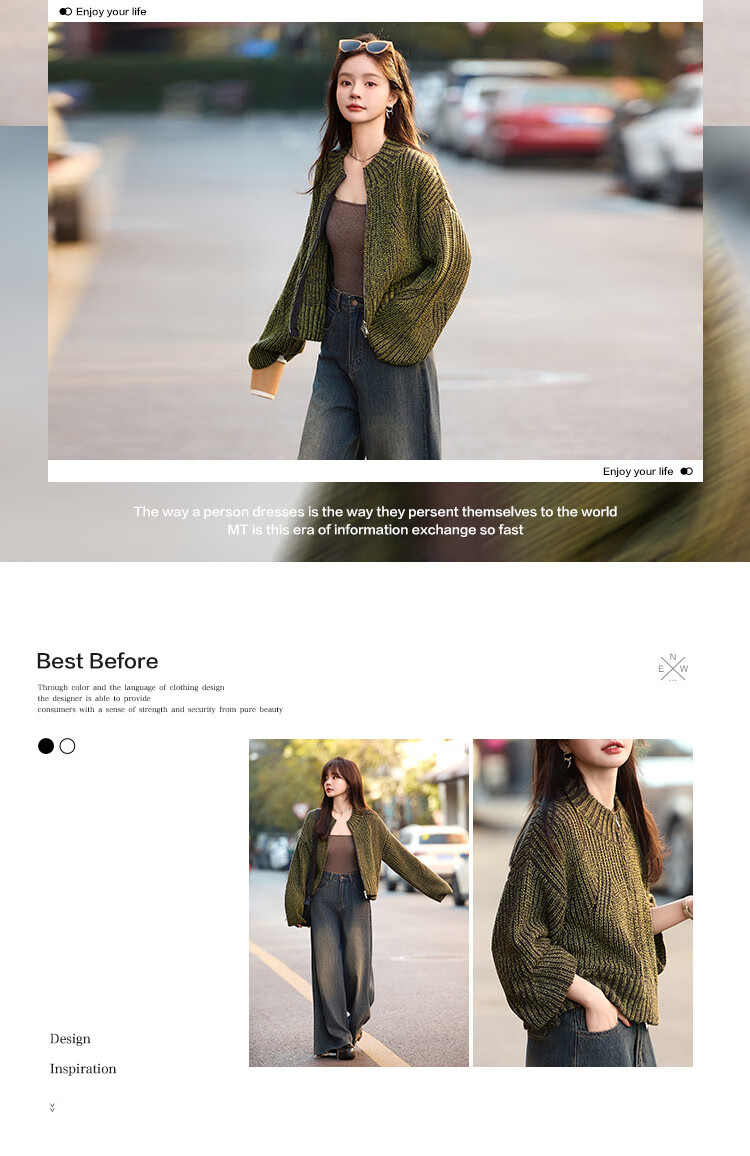Mt [Shengbai] Winter Heavyweight Design, Chunky Knit Cardigan Short Jacket for Niche Desig 2