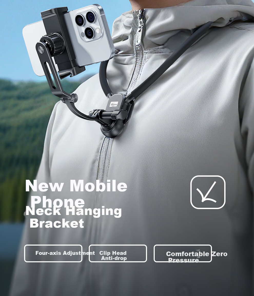 Xiaotian Neck Strap Phone Holder, First-Person Perspective Shooting Device, Chest-Mounted Wearable Anti-Shake Live Streaming Device, Outdoor Fishing Cycling Gadget, Compatible with Android And Apple 2