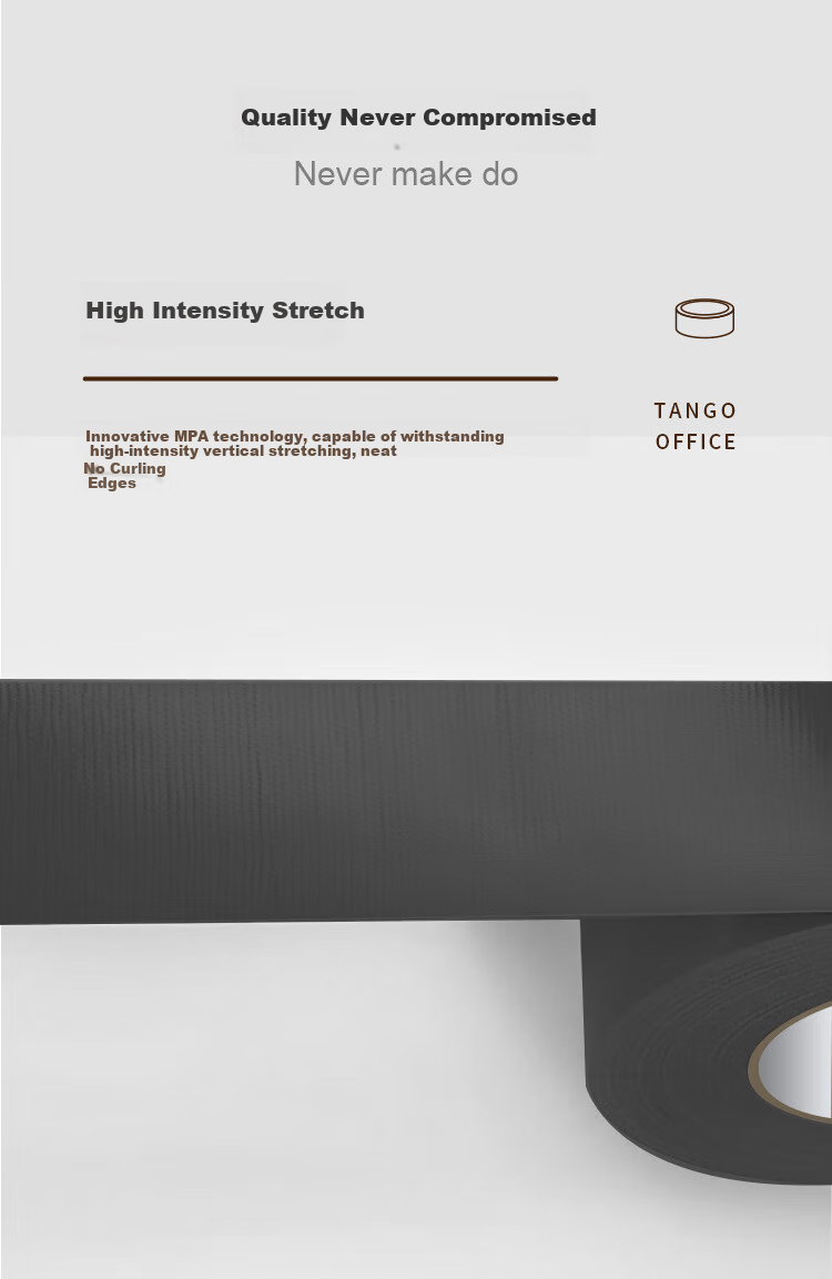 TANGO Office Strong Carpet Tape, Windproof, L-Shaped, Sealing, High Adhesion, Wear-Resistant, Waterproof Tape, Can Be Hand-Torn, Black, 48mm*15y (13.7 Meters), 3 Rolls Per Pack 5