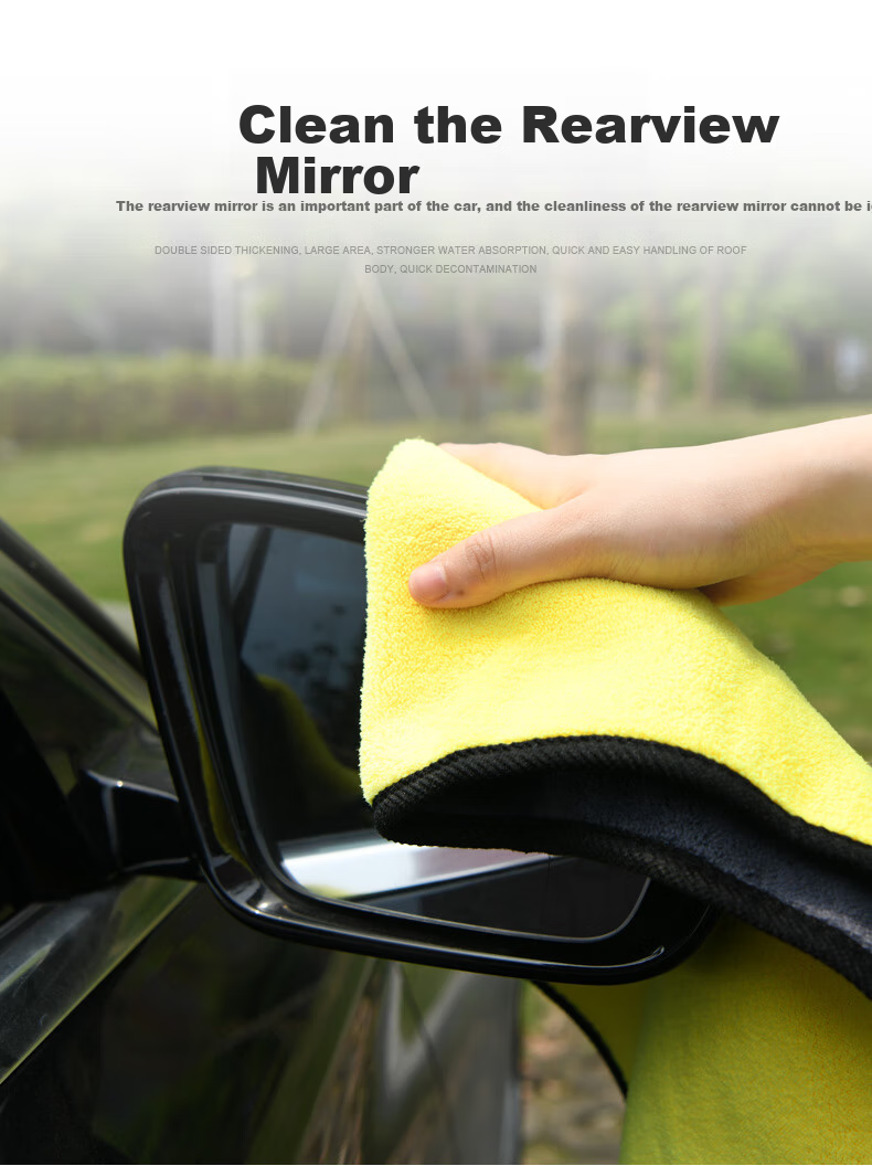Boergai Car Wash Towel, Double-Sided Lint-Free Thickened Absorbent Microfiber Coral Fleece Cleaning Cloth for Glass, Pack of Five 14