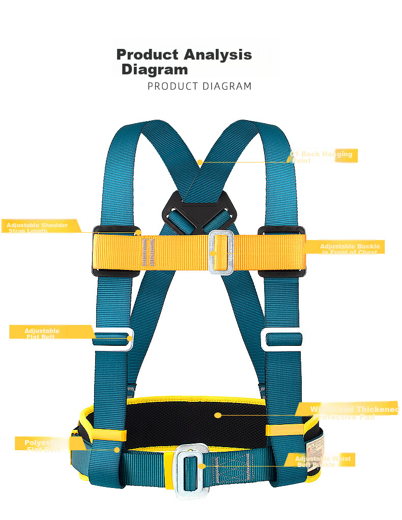 SHANDUAO Three-Point Safety Harness, AD8901 Single Large Hook, 1.8 Meters, Fall Protection for Working at Height, New National Standard 3