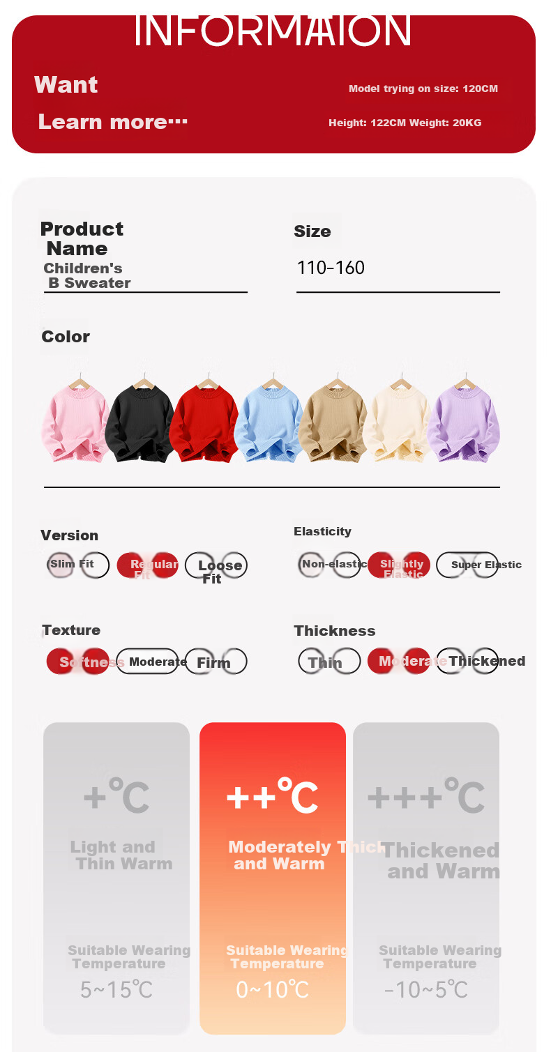 Jeanswest Children's Clothing, Kids' Sweater Autumn And Winter 2026 Horse Year Red Knitted Sweater, Big Kids' New Year Outfit, Girls' Zodiac Year Clothing 9