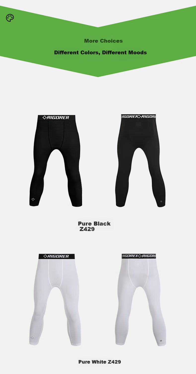 RIGORER Men's Compression Shorts, Sports Training Three-Quarter Length Compression Pants, Sweat-Wicking Breathable Quick-Dry Elastic Running Basketball Fitness Shorts for Me 8