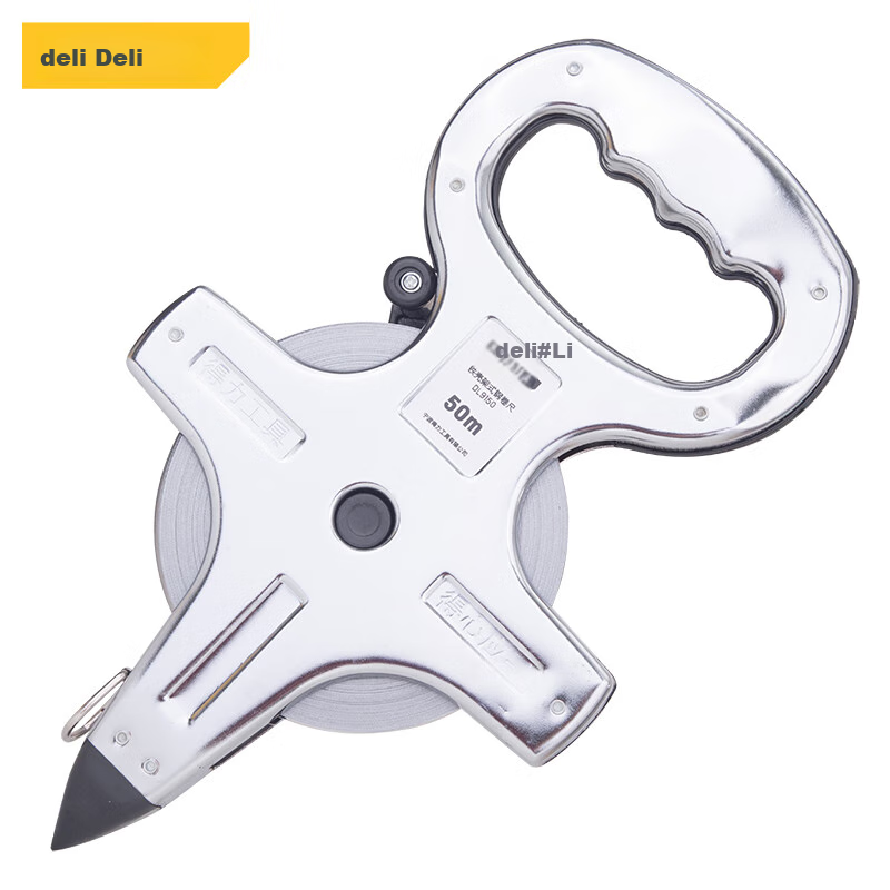 Deli Metal Frame Handheld Tape Measure Steel Measuring Tape Engineering Ruler 50m*12.5mm