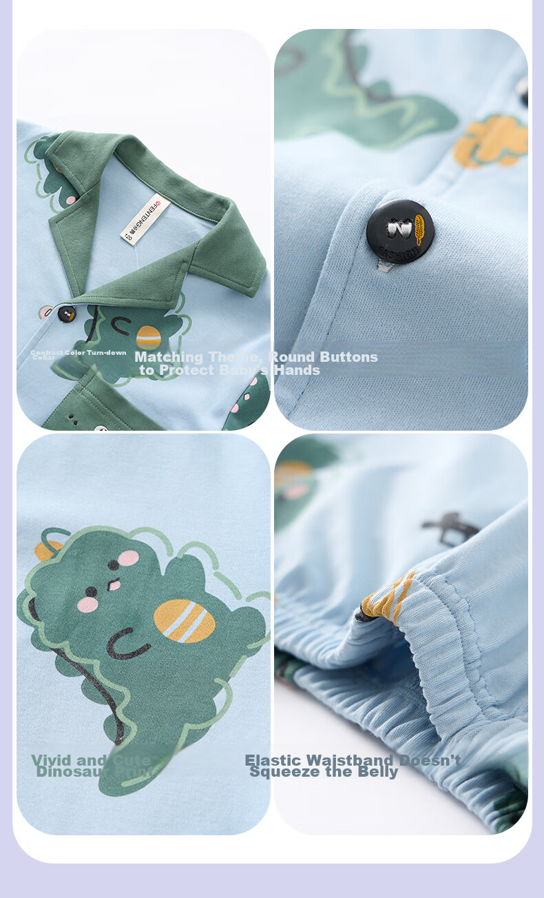 Fenteng Children's Pajamas for Boys, Pure Cotton Spring Season Sleepwear, Can Be Worn Outside, Boys' Loungewear 8