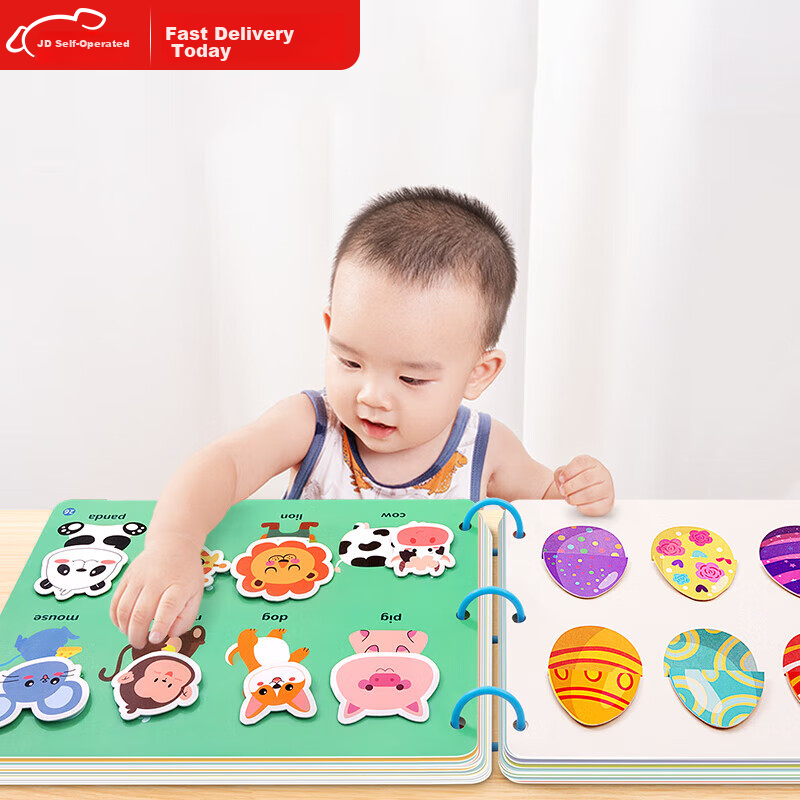 Mimeng Baby Quiet Book, Tear-Off Book for Infants, Chewable Hand-Tear Book with Stickers, Concentration Training, Early Childhood Education Toy