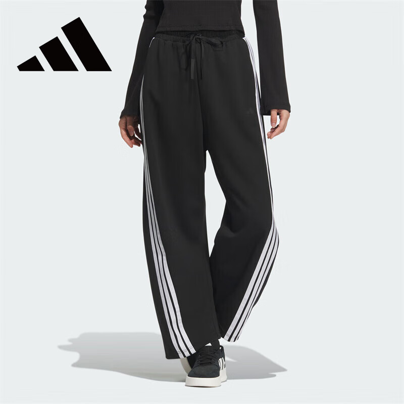 Adidas Women's Fashion High-Waist Banana Pants Loose Breathable Casual Straight-Leg Sports Pants JY7697 A/XL
