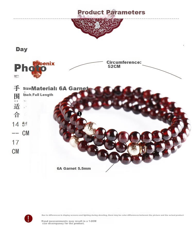 Fenghuangniepan Natural Genuine Garnet Bracelet for Women with Lucky Beads, Multi-Strand Bracelet, Birthday Gift for Mom And Elders, Practical And High-End 2