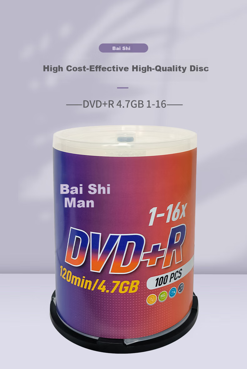 Baishiman DVD+R Discs / Recordable Discs, 16x Speed / 4.7GB Blank Discs, Recordable Discs, Optical Discs, 100 Pieces in A Barrel 1