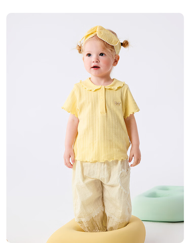 BALABALA Baby Short-Sleeve T-Shirt, Infant Girl's Top, 2025 Summer Wear, Sweet Fashionable Stylish Artistic, 209225117002 9
