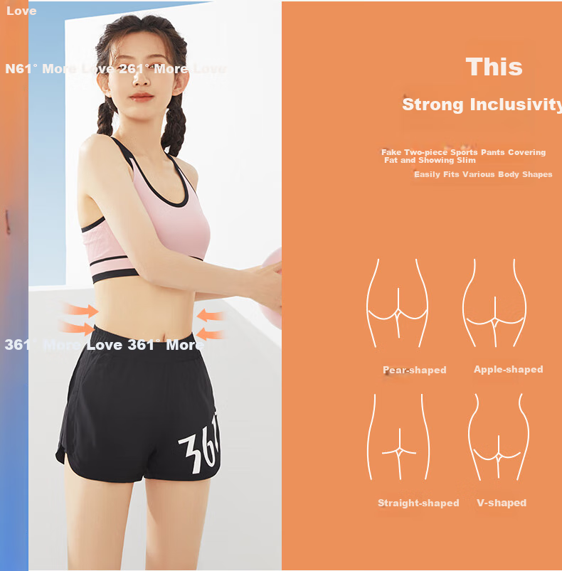 361° Sports Fitness Yoga Shorts, Summer Lightweight, Anti-Exposure, Fake Two-Piece Design, Running Sports, Breathable Shorts for Outdoor Wear 8