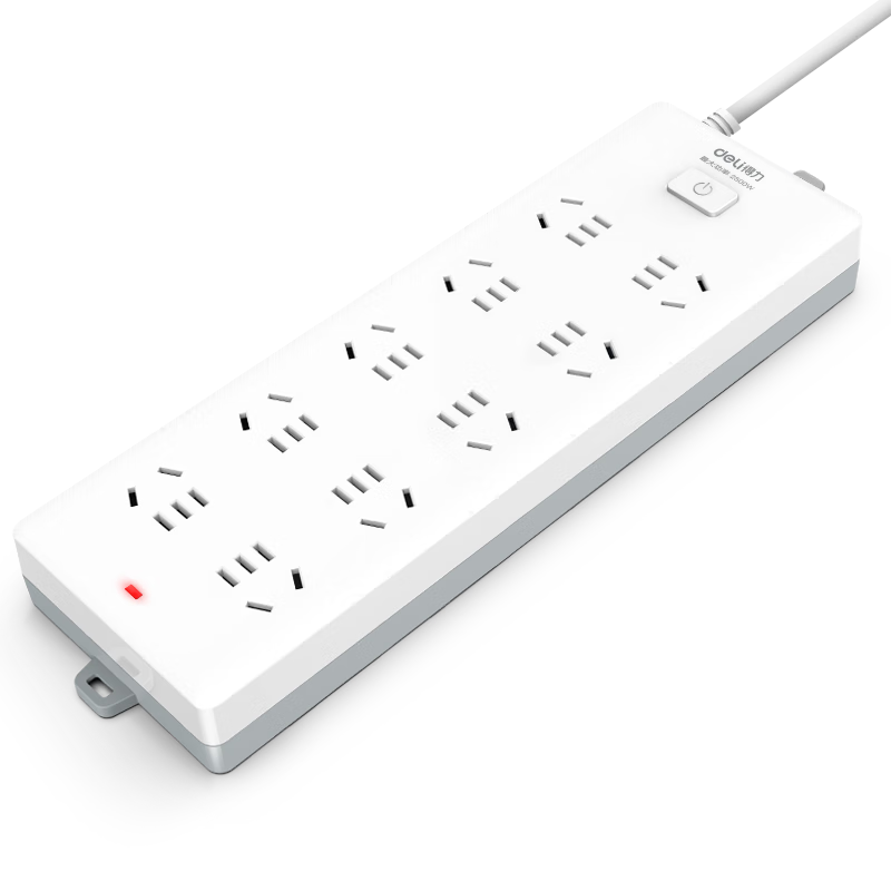 Deli 3C National Standard Safe Power Strip/power Bar/power Board/power Outlet/power Extension Cord, Master Switch, Child Protection Door, 10 Combination Holes, 2 Meters, 18275(02)