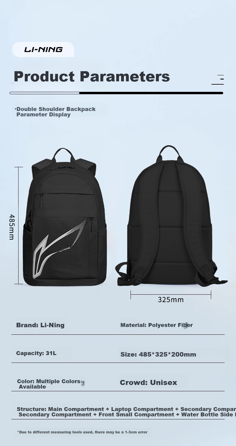 Li-Ning Backpack for Men with Large Capacity, New Style Schoolbag for Middle School, High School And College Students, Outdoor Commute Sports Backpack for Wome 9