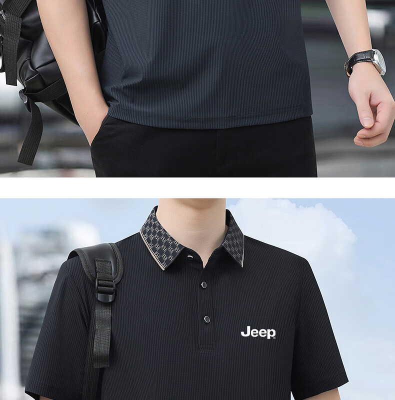 JEEP Short-Sleeve Polo Shirt T-Shirt for Men, Father's Day Gift, Turn-Down Collar, Summer Casual, Middle-Aged And Young, New Style, Business Loose Half-Sleeve 10