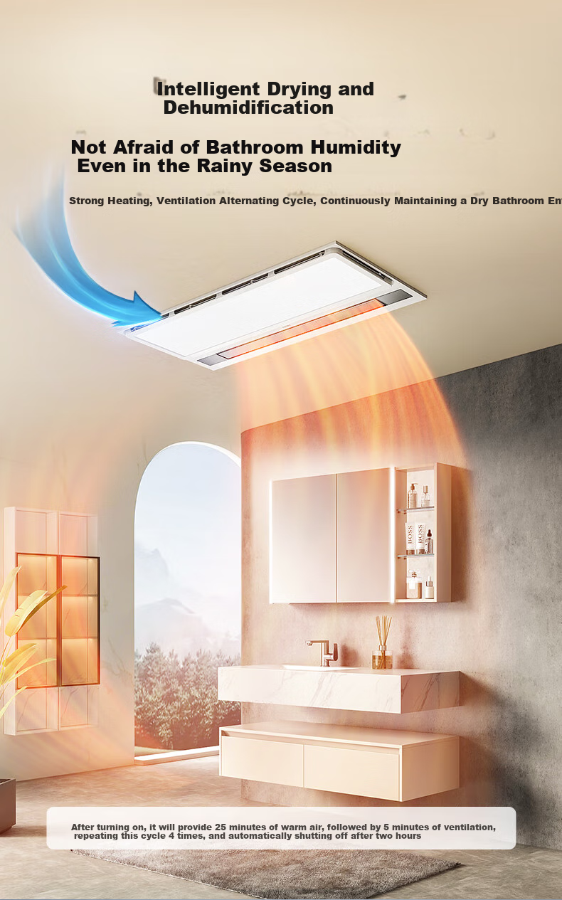 HEGII Smart Bathroom Heater HLY Series Integrated Lighting And Exhaust Fan Heater HLY301 7