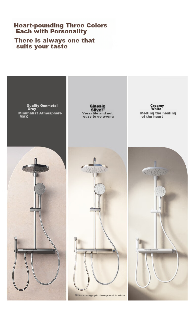 FAENZA Four-Function Piano Key Large Platform Storage Spray Gun, Easy-To Shower Head [Gray] F4M8846GGP 5