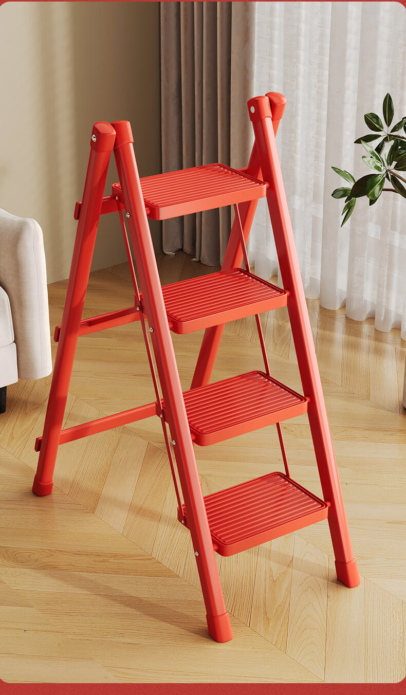 Chibailun Folding Ladder, Household A-Frame Ladder, Widened Steps, Thickened Carbon Steel Iron Ladder, Multifunctional Climbing Ladder 2