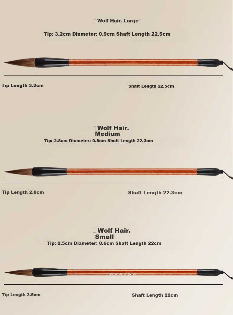BGI-WAPM Wolf Hair Calligraphy Brush Set, Student Calligraphy And Painting Brushes, Four Treasures of The Study, Chinese Painting Copybook Practice Brushes Ink Paper Inkstone Large Medium Small Regular Script Adult Beginner Large Medium Small Combinatio 2