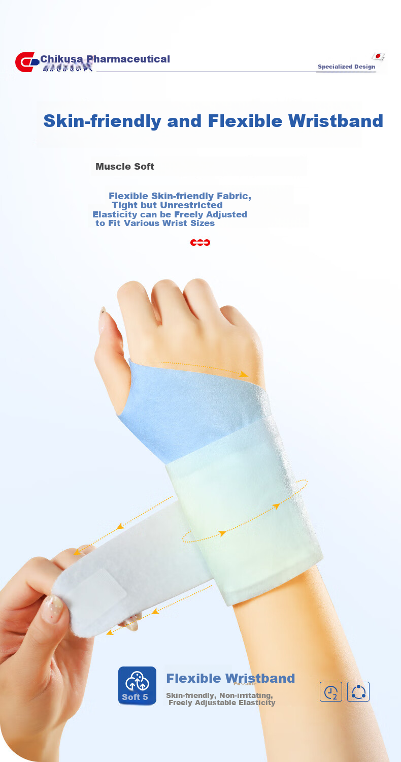 Akasaka Pharmaceutical Wrist Heat Patch for Tenosynovitis Support, TFCC Injury Brace with Glucosamine Chondroitin Heating Steam Therapy 8