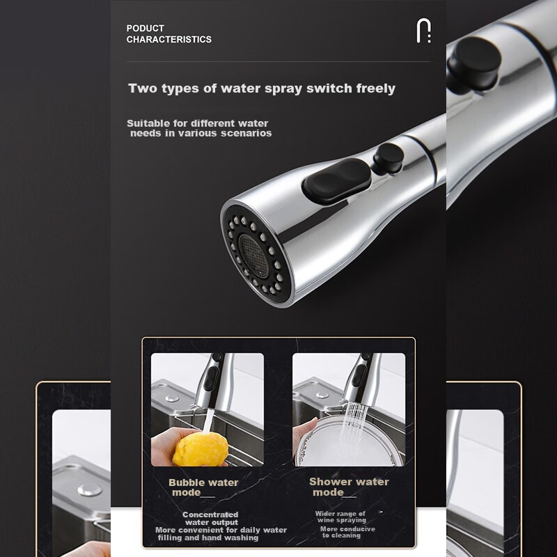 ARROW Multi-Functional Pull-Out Kitchen Faucet with Brass Valve Core Seat for Hot And Cold Water, Household Sink And Vegetable Washing Faucet 2