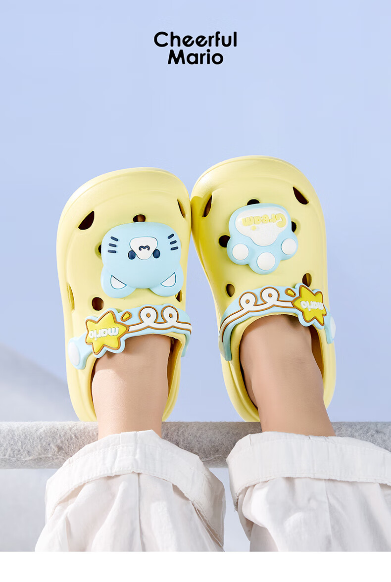 Cheerful Mario Crocodile Kids Summer Slippers Boys Clogs Non-Slip Indoor Bath Toddler Sandals Baby Beach Shoes 9
