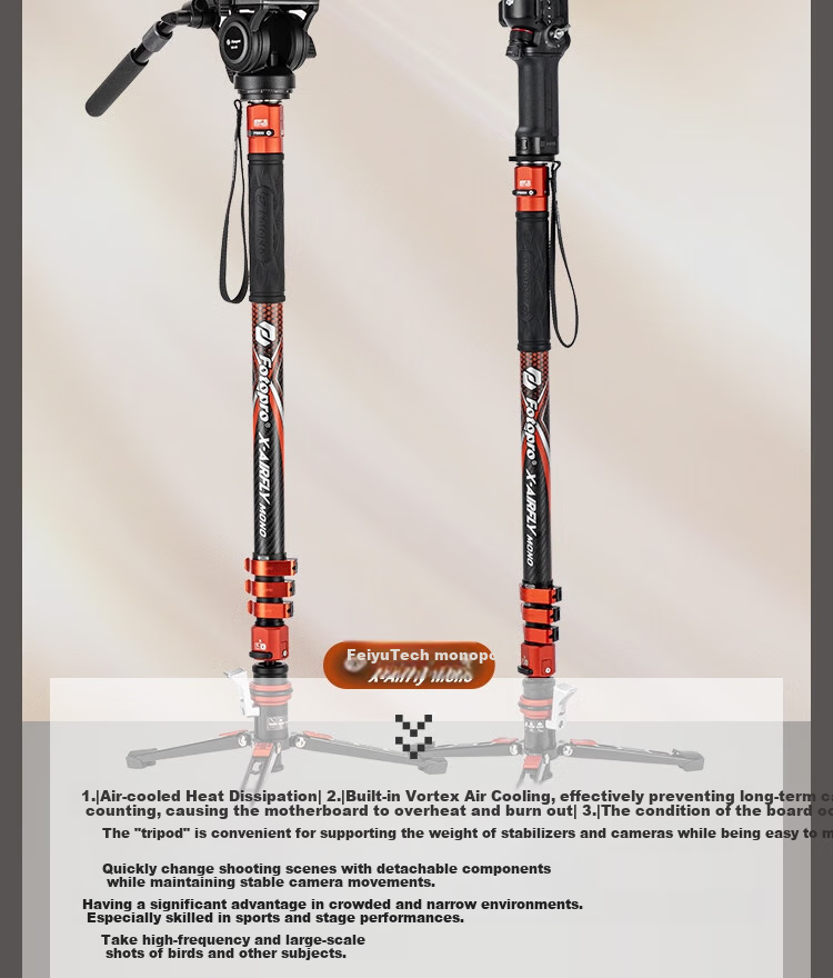 Fotopro Flying One Tripod, Quick-Release Design with Foot Unlock, 32mm Diameter Carbon Fiber Camera Tripod, Original Carbon Gray 3