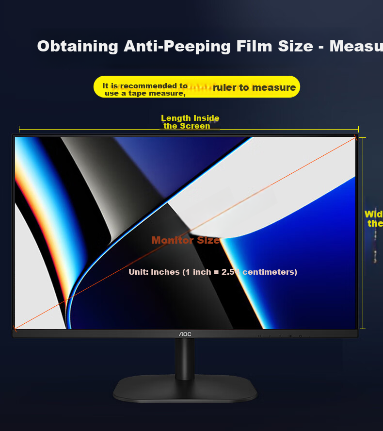 Aigo Computer Privacy Screen Protector, Monitor Privacy Film, Laptop And Desktop Anti-Peeping Film, Privacy Protection Screen, 23.8 Inches (16:9) 12
