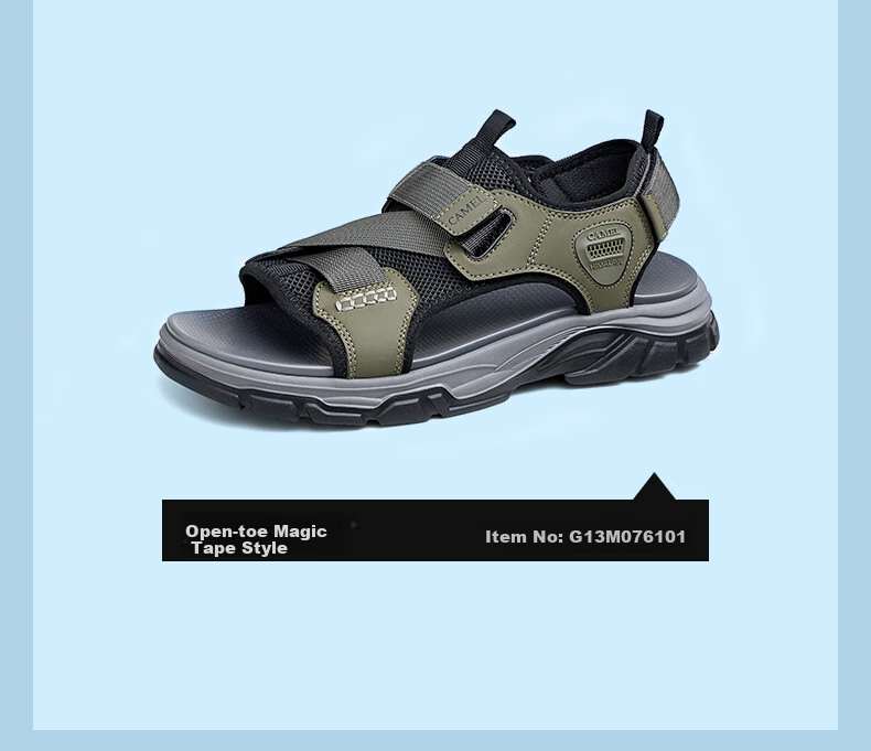 CAMEL Outdoor Casual Velcro Closed-Toe Perforated Beach Sports Sandals for Men G14M076677 Night Black Size 41 13