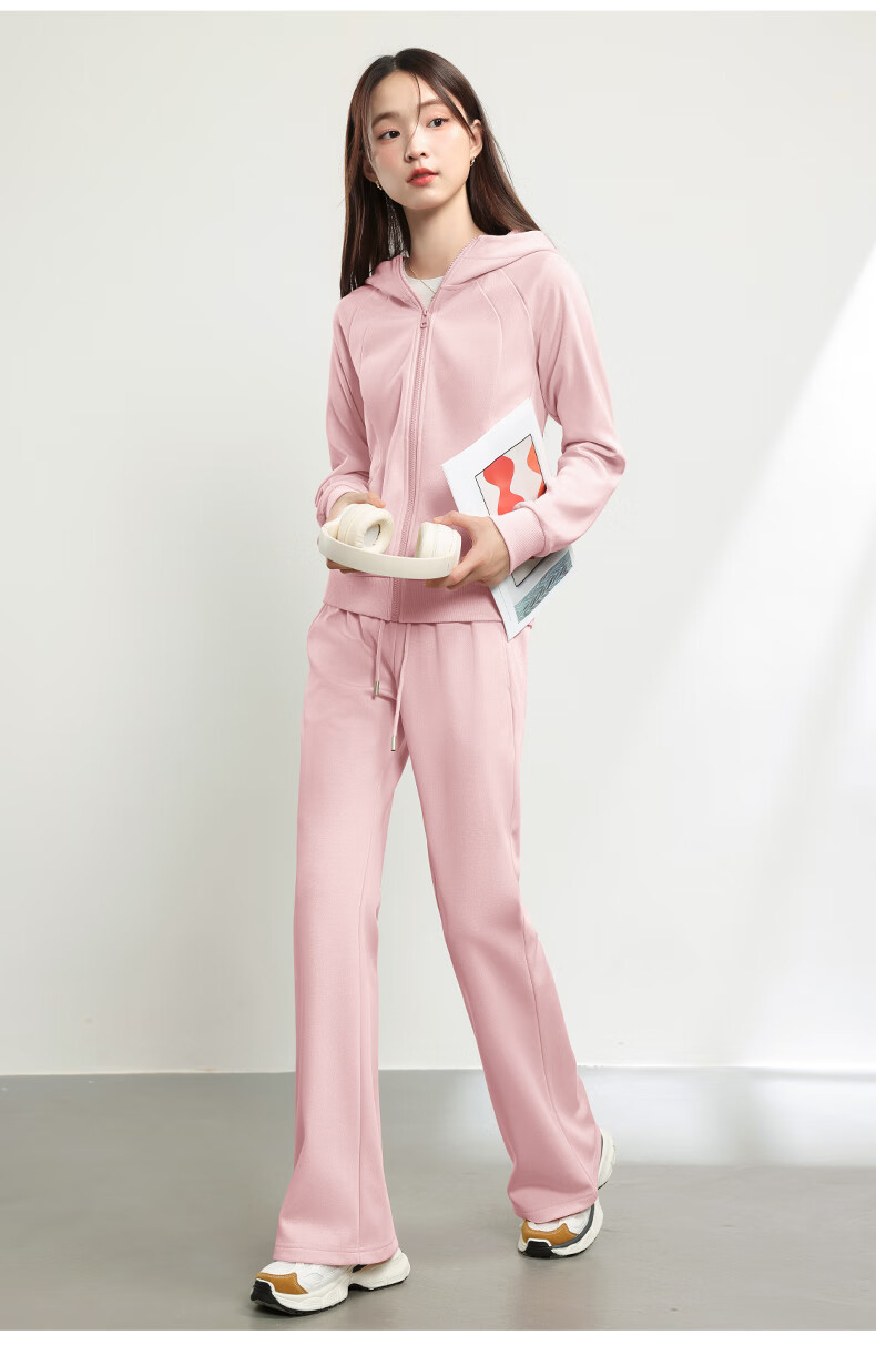 MJ STYLE Women's Casual Outfit, 2026 Autumn New Arrival, Slim-Fit Waist-Cinching Hoodie Jacket with Straight-Leg Pants, Two-Piece Set 6