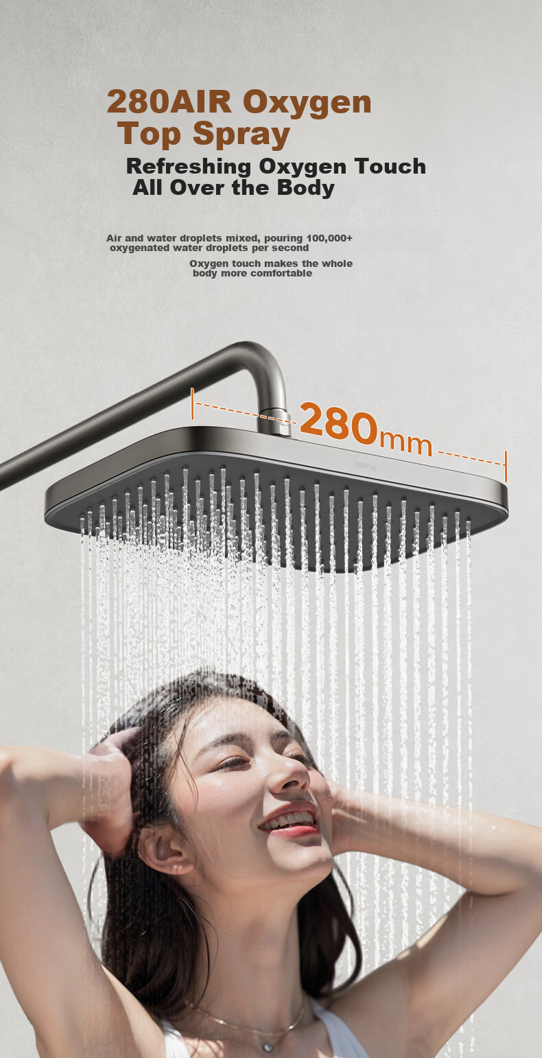 ARROW Shower Head, Gunmetal Gray Digital Display Piano Key Shower Head, Handheld High-Pressure Spray Nozzle 14