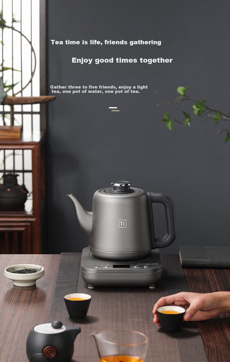 FUNORK Pure Titanium Fully Automatic Electric Kettle with Water Inlet, Tea Table Kettle, Specialized All-In Tea Table And Coffee Table for Brewing Tea, Electric Tea Stove RY-D4 11