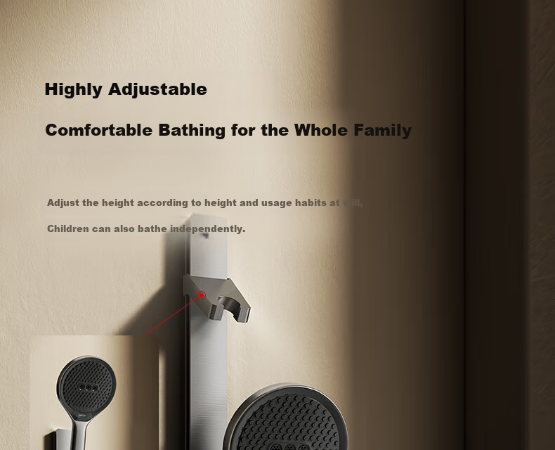 JOMOO Shower Set with Piano Key Temperature Control, Separate Shower Head IMAX Silk Rain Youth Edition 25048-695/HBS 28