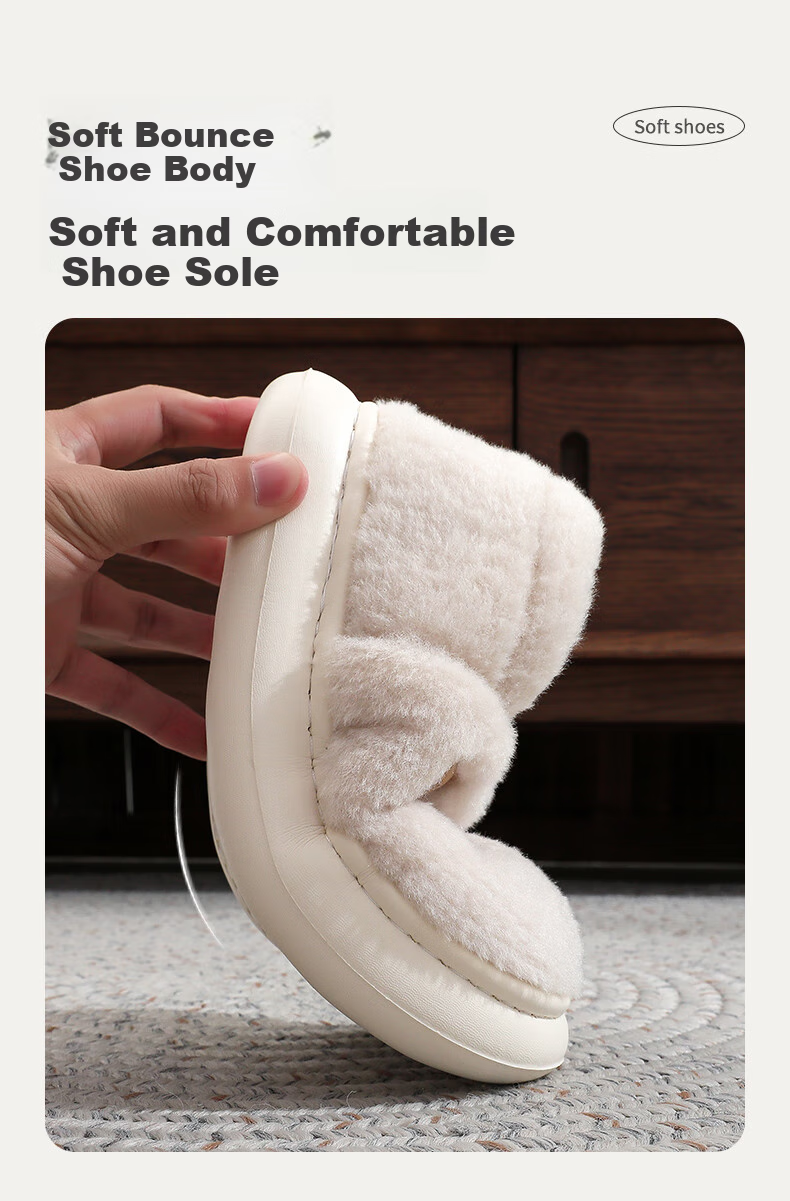 GUOLUOFEI Cotton Slippers for Men, Autumn Season, Closed-Toe, Indoor Home Use, Non-Slip, Warm, Fleece-Lined Cotton Shoes for Women, Coffee Color, Size 38-39 5