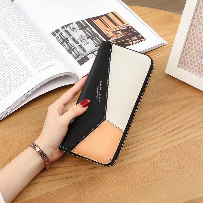 YUYULA Leather Women's Wallet, Long Zipper Purse, Mom's Clutch, Multi-Card Slots, Multifunctional, Large Capacity Coin Purse