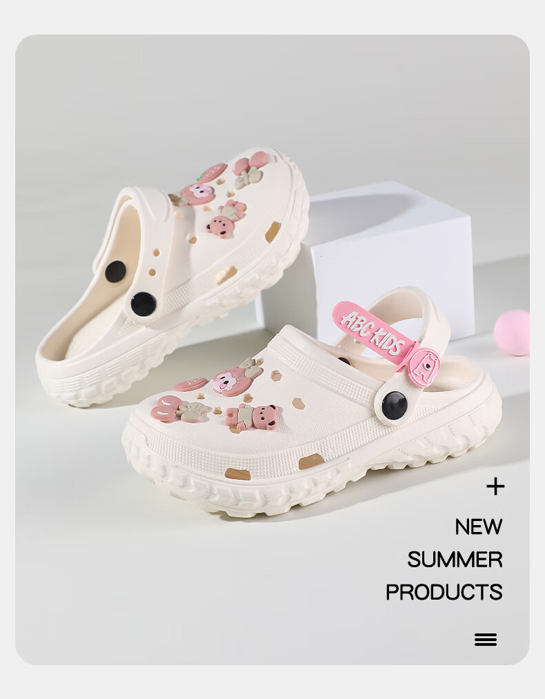 ABC KIDS Girls' Perforated Shoes, Summer Children's Shoes, Cute Girl Beach Sandals, 8603 Pink, Size 40-41 15