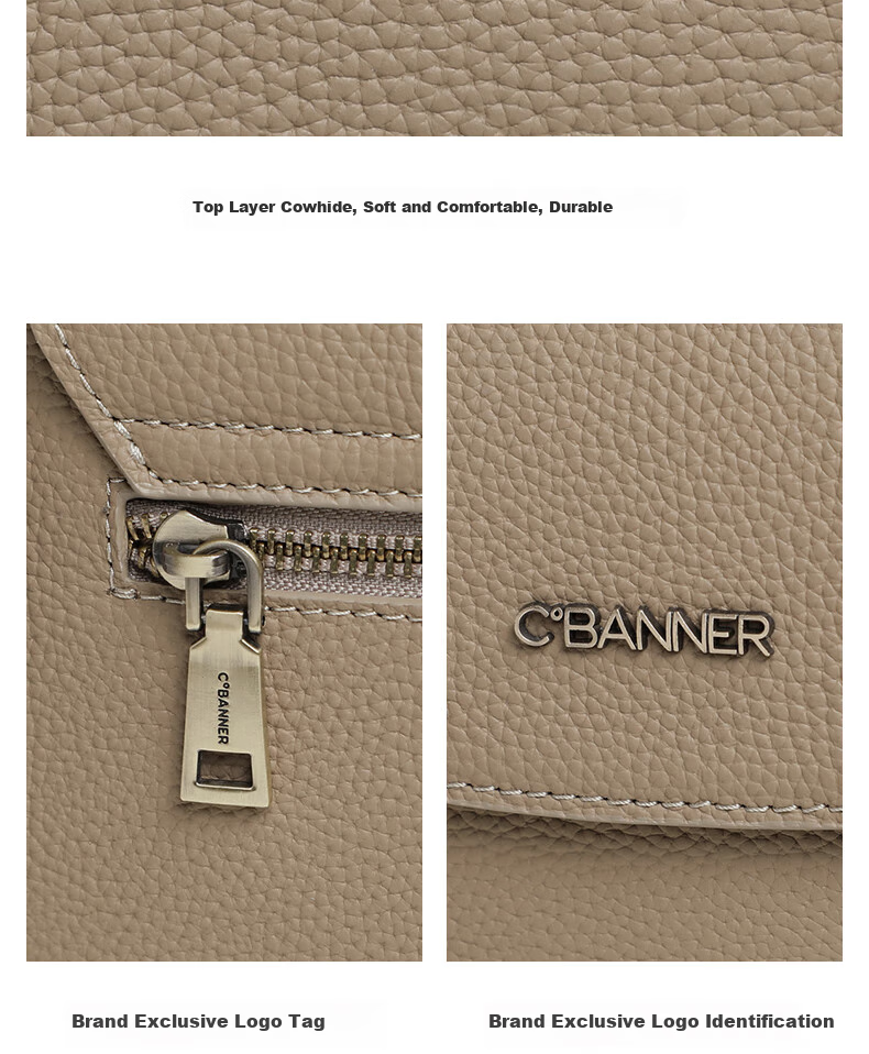 C.BANNER Top-Grain Leather Handbag, Women's Crossbody Bag, Shoulder Bag, Commuter Light Luxury Birthday Mother's Day Gift, Practical Present for Mom 4