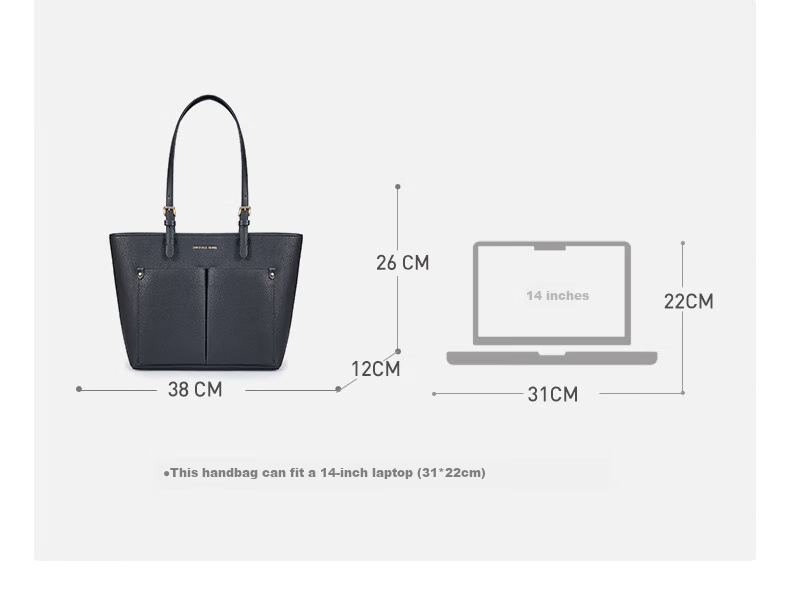 MICHAEL KORS New Year Gift for Girlfriend, Light Luxury MK Women's Handbag JET SET TRAVEL Tote Bag, Medium Size, Cowhide Brow 1