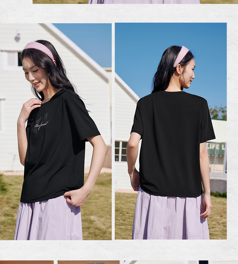 361° Women's Short Sleeve Spring Summer New Sports T-Shirt Quick-Dry Loose Casual Running Top 662624113-1 23