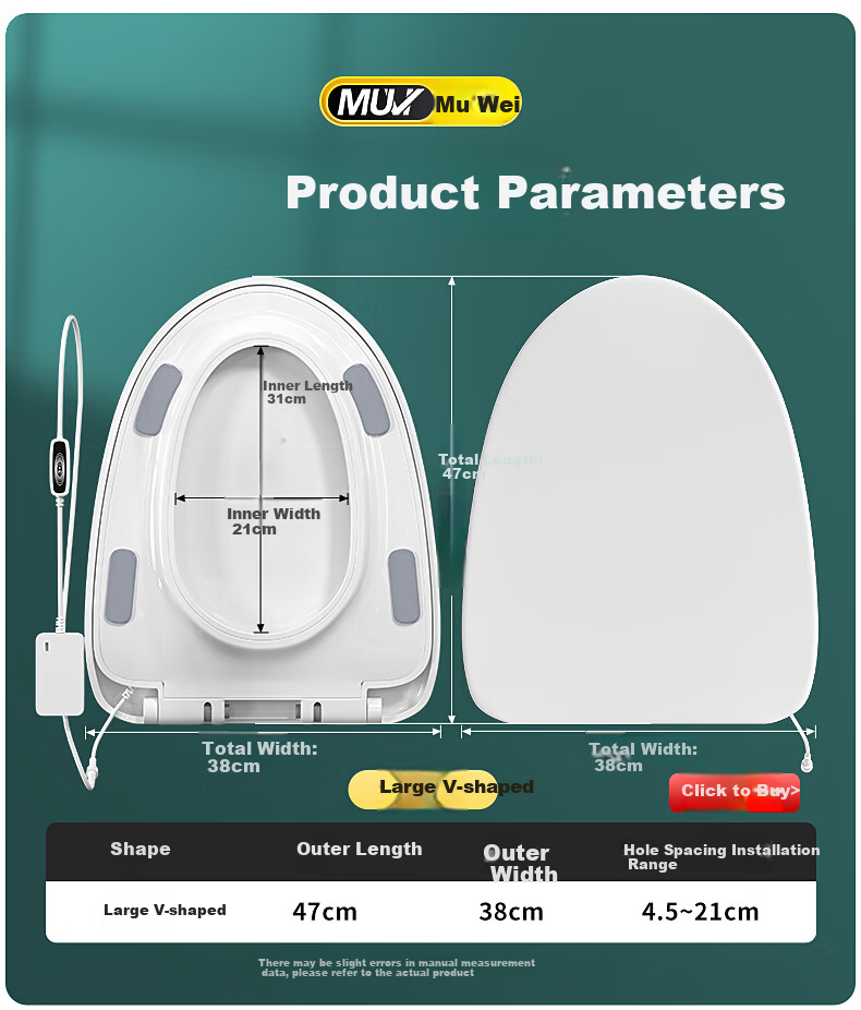 Muvi Intelligent Toilet Seat, U-Shaped, 3C Certified, Single Electric Heating Ring, Toilet Cover Pad, Instant Heating, Universal Constant Temperature, 9004B 1