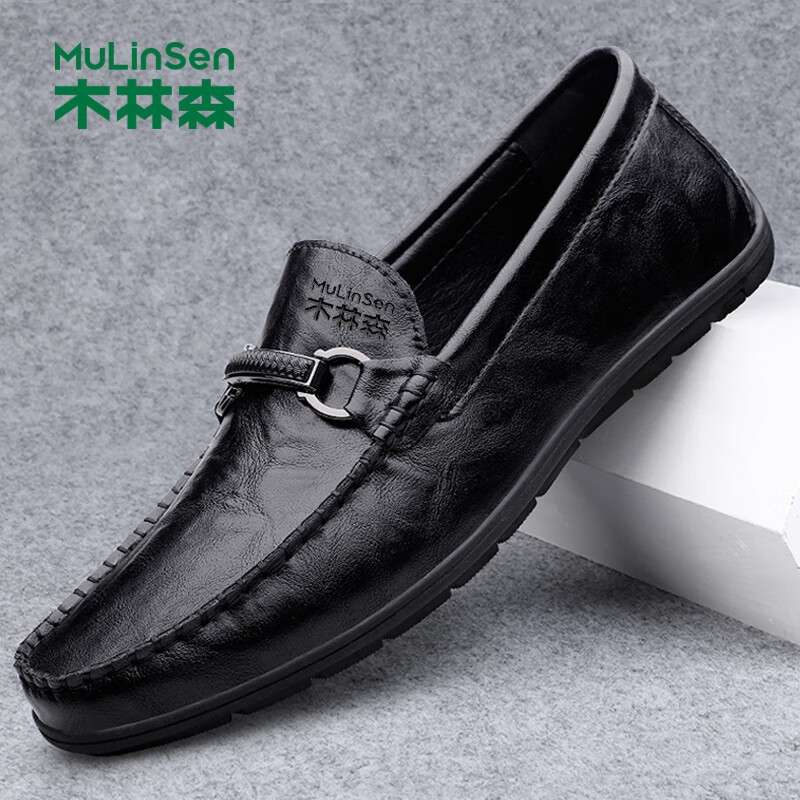 Мужские туфли MULINSEN, повседневные, деловые, кожаные, на плоской подошве, британский стиль, слипоны