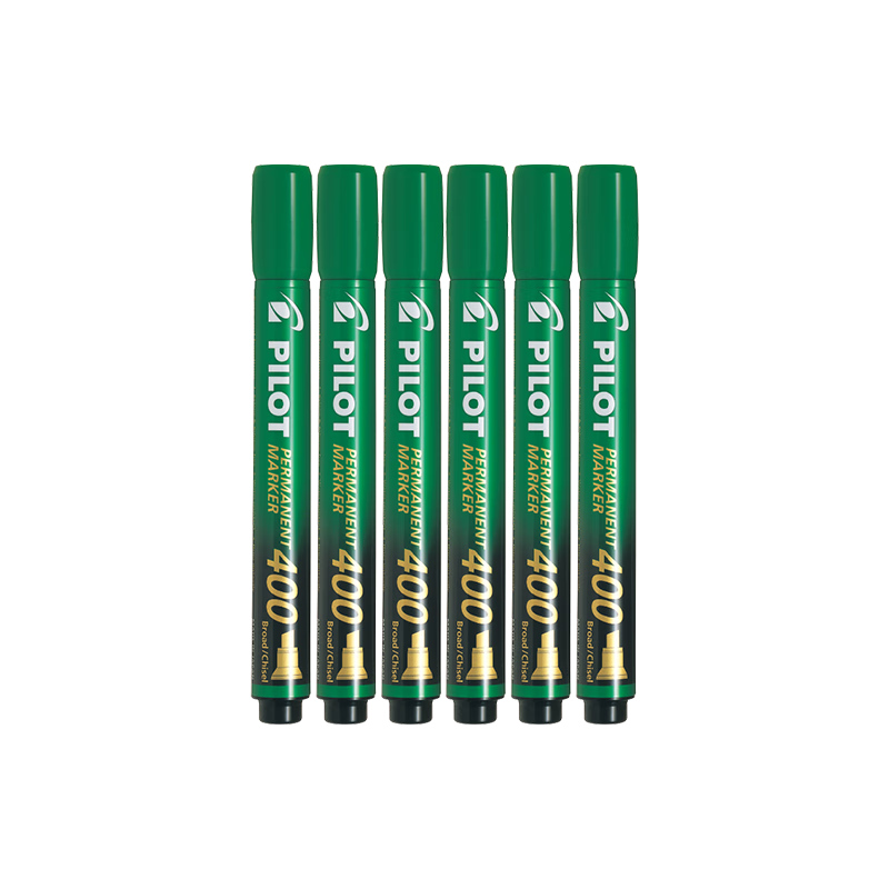 PILOT Oil-Based Marker Pen, Knife-Shaped Quick-Drying Marker, SCA-400 B Tip, Green, 6-Pack