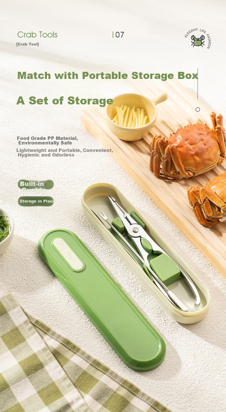 CAIZHI Crab Eight-Piece Eating Tool Set, Stainless Steel Crab Fork And Pliers for Hairy Crabs, Specialized Tools for Eating Crabs, 4-Piece Set CZ6201 7