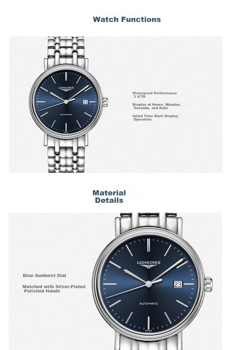 LONGINES Swiss Watch, Fashion Series, Men's Steel Strap Mechanical Watch, L49224926 4