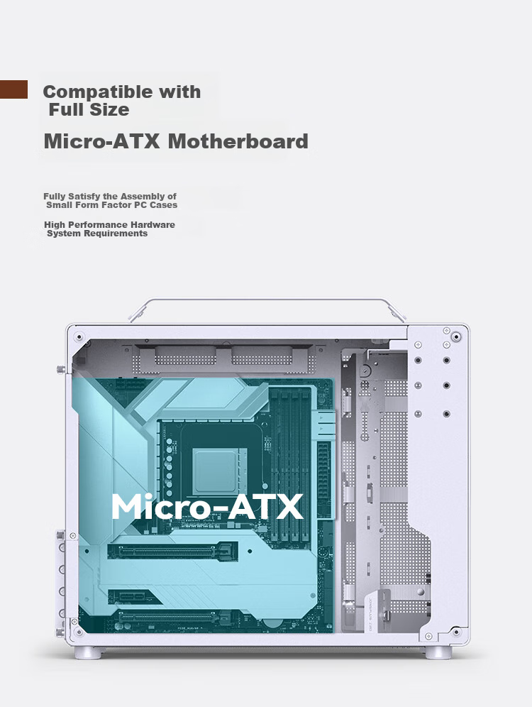 JONSBO Z20 White MATX Case (Approximately 20L, Detachable Handle, 240mm Radiator Support, 163mm Air Cooling, ATX Power Supply, Long Graphics Card, Type-C) 8