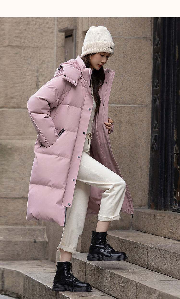 Dme [Nordic Cotton Triple Protection System] Winter Outdoor 90% Duck Down Hooded Long Women's down Jacket, Warm Coat 14
