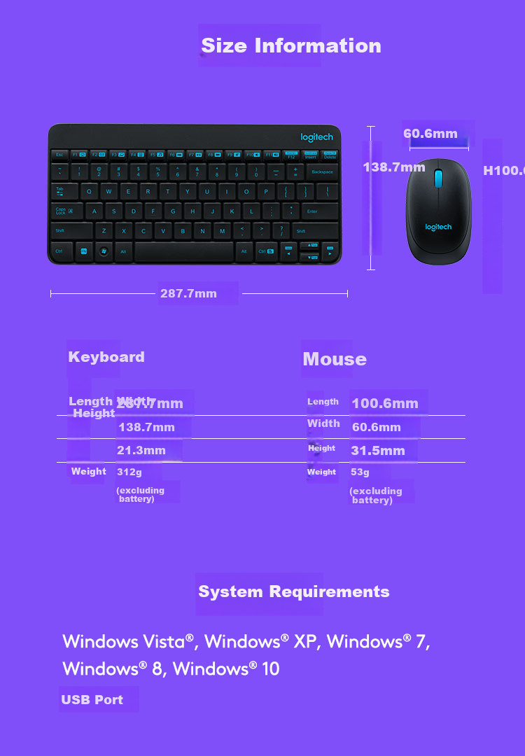 Logitech MK245 Nano Wireless Keyboard And Mouse Combo, Compact Office Keyboard And Mouse Set with Adjustable Stand And 2.4G Wireless Receiver, White 9
